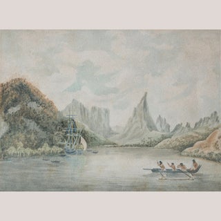 After Michael Angelo Rooker, Taloo Harbour Tahiti Missionaries, Watercolor For Sale