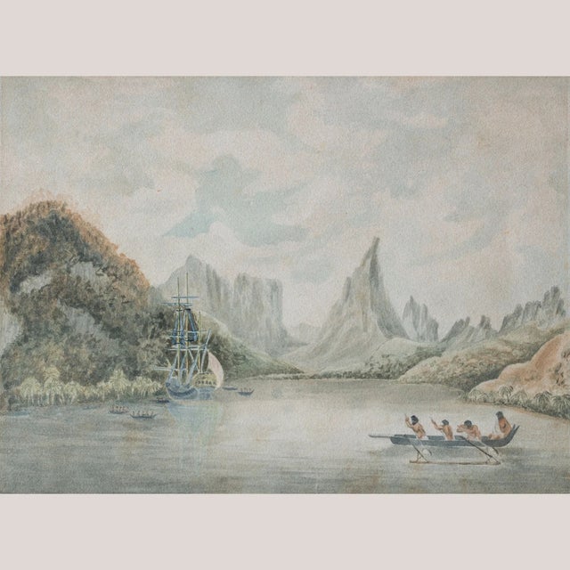 After Michael Angelo Rooker, Taloo Harbour Tahiti Missionaries, Watercolor For Sale