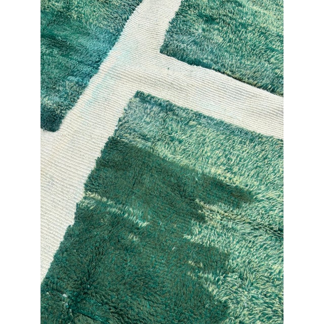 Vintage Green Beni Mrirt Grid Pattern Rug, 2010s For Sale - Image 4 of 11