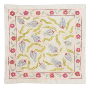 19"x19" All Silk Embroidered Cushion Cover. Handmade Pillowcase. New Toss Pillow