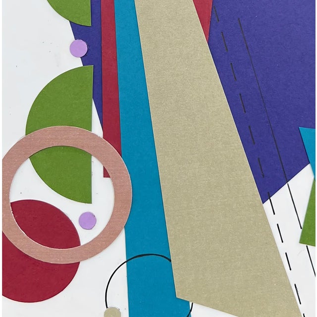 Abstract Box Spring Trampoline by Amy Hutcheson | Paper collage on wood cradle Abstract shapes and colors. For Sale - Image 3 of 5