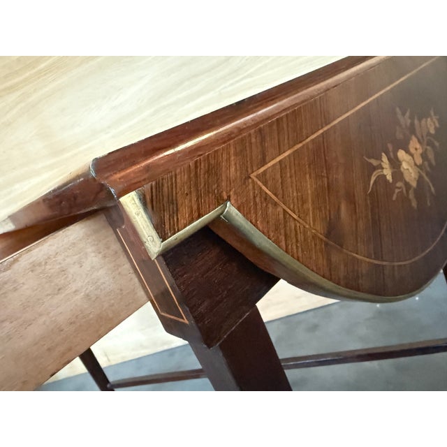 Late 19th Century Italian Classic Walnut Marquetry Desk Writing Table With Two Leafs For Sale - Image 6 of 12