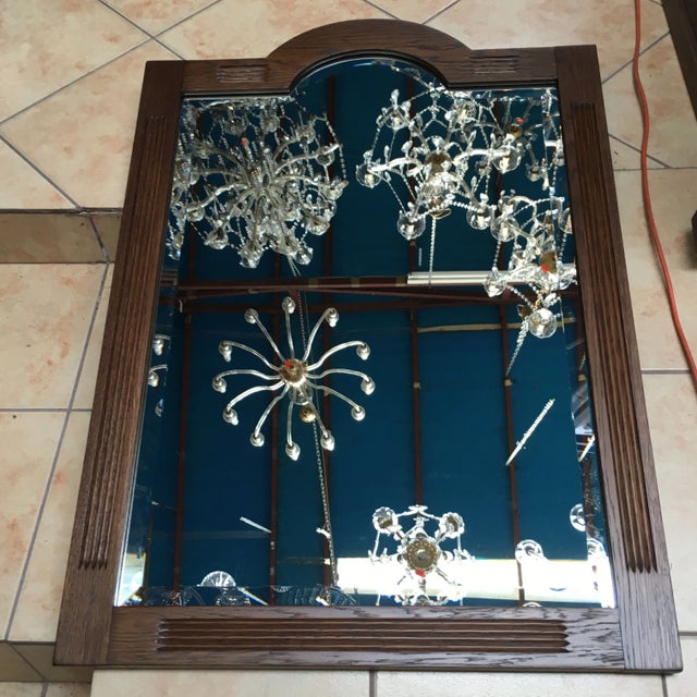 Crystal Sanded Mirror with Wooden Frame, 1960s For Sale - Image 3 of 18