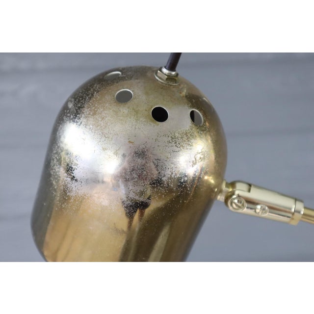 Vintage Triennale Style Brass 3 Arm Articulating Marble Base Floor Lamp Adjustable Space Age Mid Century Modern Atomic Retro For Sale - Image 10 of 12