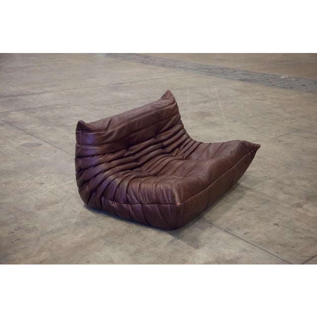 Chocolate Brown Leather Togo Sofa, 1970s, Set of 5 For Sale - Image 4 of 12