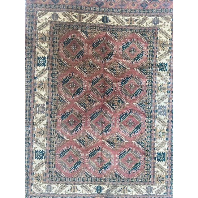 Beautiful early 20th century Turkmen rug with nice tribal and geometric design and nice colors, entirely and finely hand...