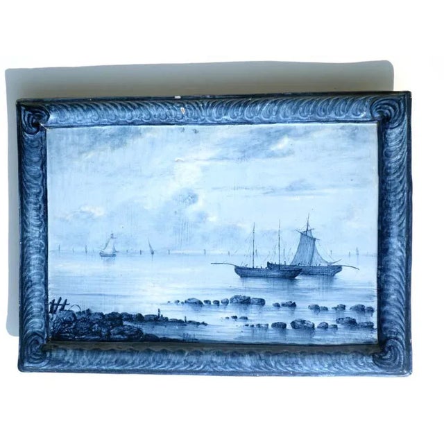 Marine Landscape Ceramic Tiles by Emile Gallé, Set of 2 For Sale - Image 4 of 11