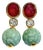 Bochic "Orient" Vintage Ruby, Topaz & Jade Earrings - 18K Gold & Silver For Sale