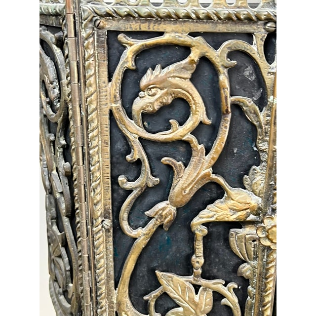 Antique Gothic Revival Cast Iron and Brass Phone Stand Attr. Oscar Bach or Bertram Segar C. 1920 Greenwich Village For Sale - Image 12 of 13