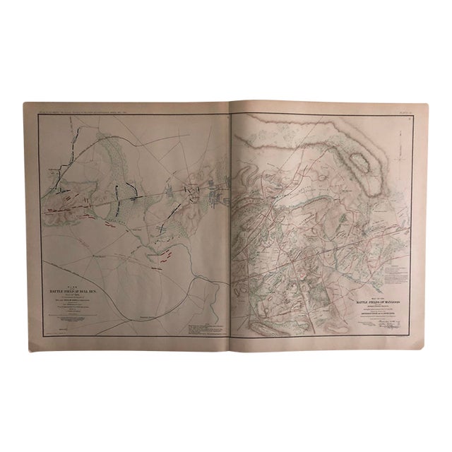1891 Cowles Civil War Map of Battle Field of Bull Run and Battle Fields of Manassas, on July 21, 1861. For Sale