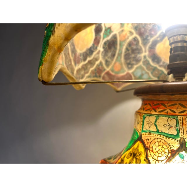 Antique Hand-Painted Vellum Bedroom Table Lamp, South Asia, 1930 For Sale - Image 15 of 17