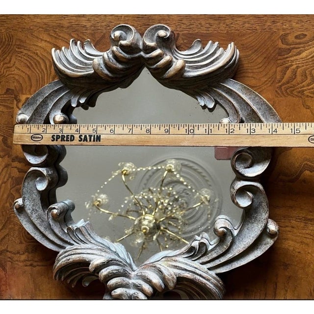 Glass Elegant Gold Ornate Accents Wall Mirror 14.5”x15.5” For Sale - Image 7 of 10