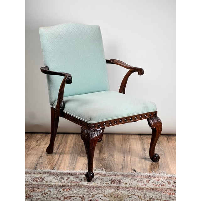18th Century Antique George II Mahogany Gainsborough Open Arm Chair C. Mid 18th Century For Sale - Image 5 of 13