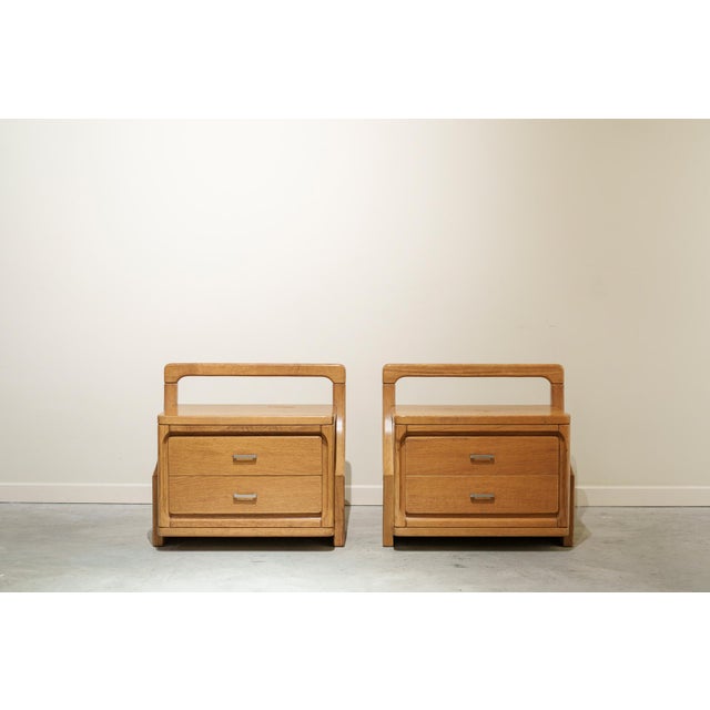 Bedside Tables in Oak and Steel, 1960s, Set of 2 For Sale - Image 9 of 9