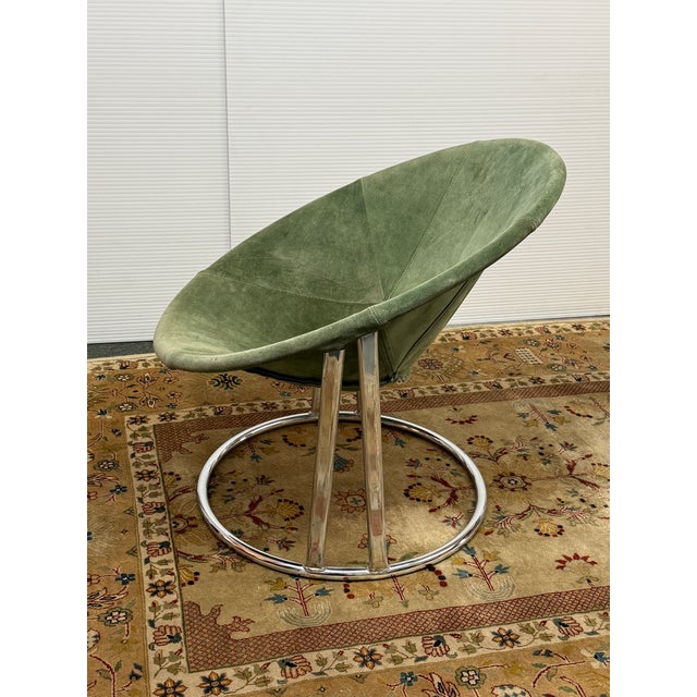 Mid-Century Modern Lusch & Co. Balloon Sling Chair, Forest Green Suede For Sale - Image 3 of 12