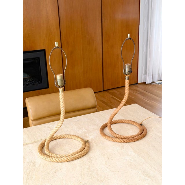 1970s Audoux Minet Sculptural Twisted Rope Table Lamps - A Pair For Sale In Detroit - Image 6 of 16