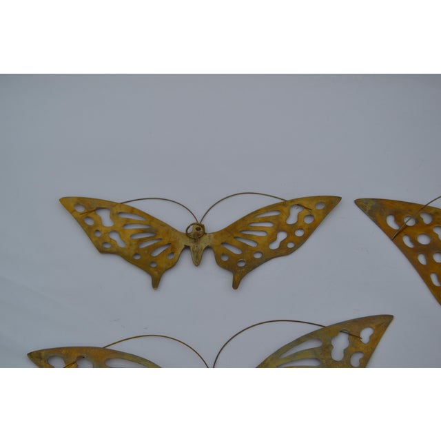 1970s Brass Butterfly Wall Decor- Set of 3 For Sale - Image 9 of 13