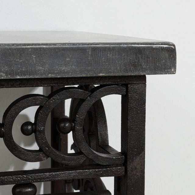 Neoclassical Wrought Iron Console With Belgian Bluestone For Sale - Image 13 of 13