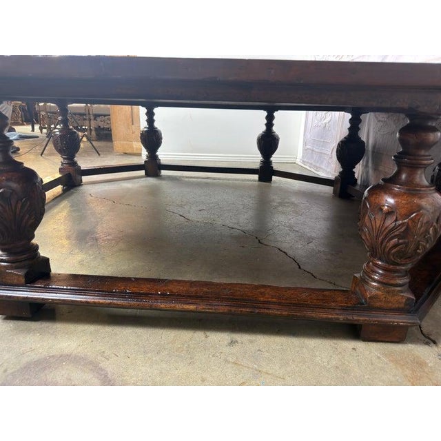 Monumental Octagonal Baroque Coffee Table With Parquetry Top For Sale - Image 9 of 15