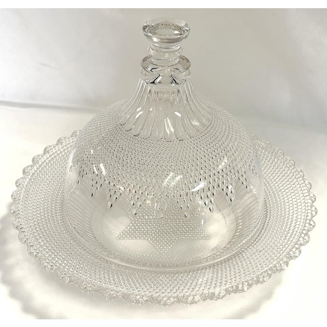 Late 19th Century C1877 Campbell & Jones Victorian Beaded Pattern Glass Dome Cheese Server For Sale - Image 5 of 14
