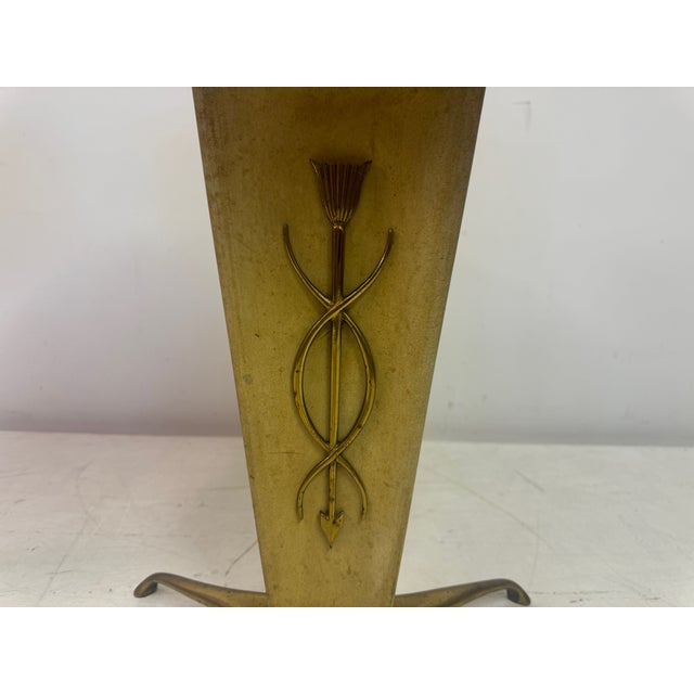 Pair of bedside tables Parchment Rose-tinted mirrored tops Nicely shaped brass feet Brass handles and details One drawer...