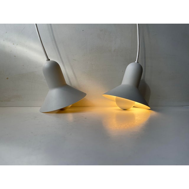 1970s Minimalist White Confetti Pendant Lamps by Claus Bonderup for Focus, 1970s, Set of 2 For Sale - Image 5 of 9