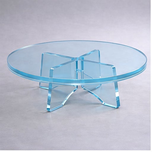 Contemporary Sculptural Blue Lucite Acrylic Round Coffee Table For Sale - Image 3 of 7