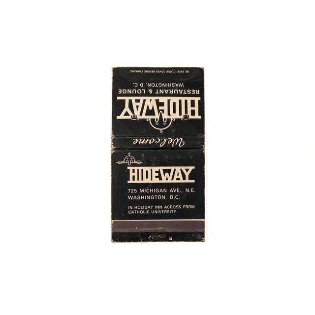 Mid-Century Modern Vintage Framed Hideway Restaurant & Lounge Matchbook, Holiday Inn Washington d.c. (Catholic University / Brookland) For Sale - Image 3 of 4