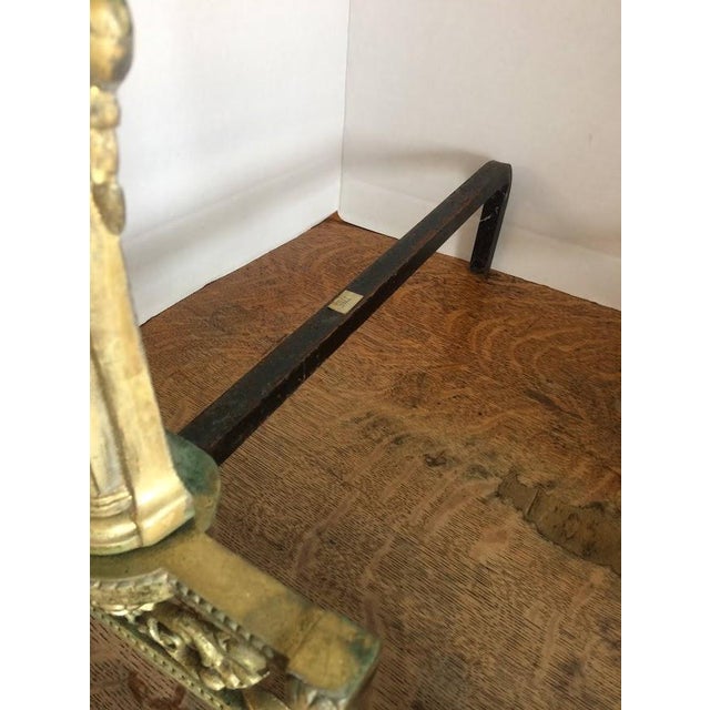 Brass Antique Andirons, Neoclassical Style Andirons, Brass For Sale - Image 8 of 9