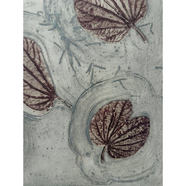 "Floating Leaves" Collograph by Laura Ames 1984 For Sale - Image 9 of 13