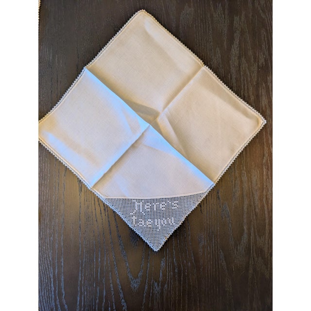 White Vintage Selkirk Grace Tablecloth & Napkins Set - 9 pcs For Sale - Image 8 of 15