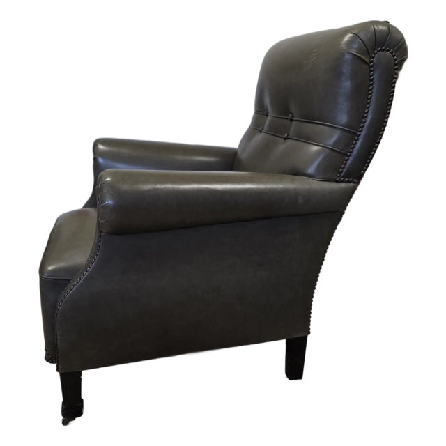 English Library Chair With Beautiful Nailhead Detail For Sale