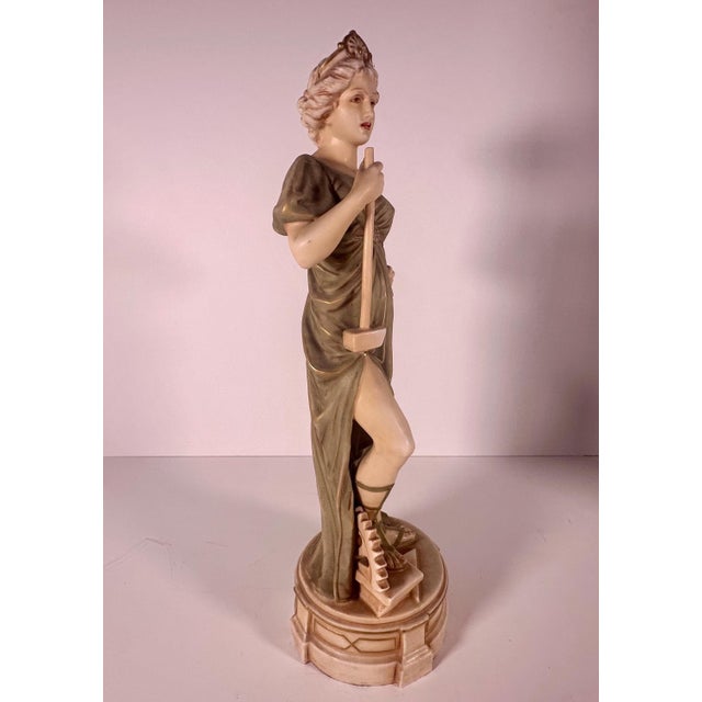White Early 20th Century Royal Dux Neoclassical Female Labor Goddess Figurine For Sale - Image 8 of 10