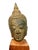 This is a beautiful, highly detailed Thai bronze Buddha head fragment, presented on a vintage custom-carved tapered wooden...