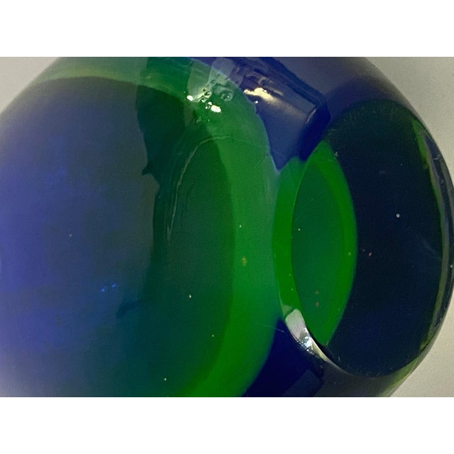 Vintage Italian Cobalt Murano Sommerso Glass Flower Shape Vase, 1960s For Sale - Image 3 of 9