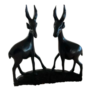 Hand Carved South African Springboks or Antelopes