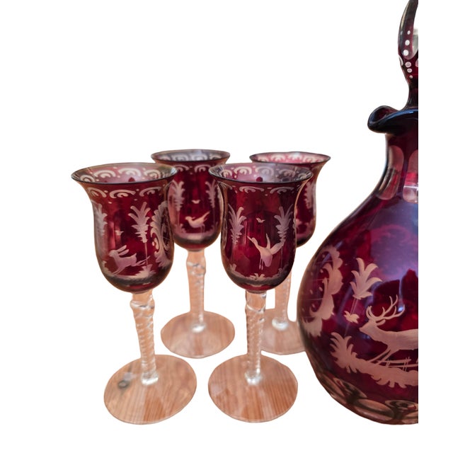 Early 20th Century Czech Decanter With 8 Glasses For Sale - Image 11 of 11