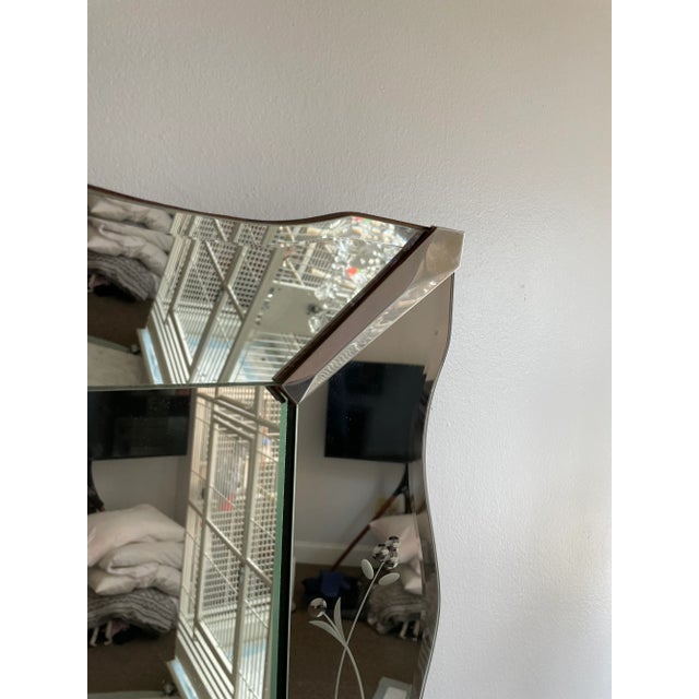 Transparent Vintage Art Deco Venetian Scalloped Shadowbox Mirror For Sale - Image 8 of 12