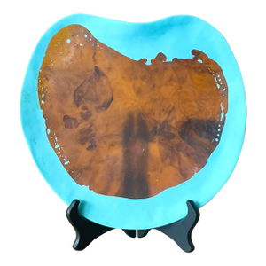 Vintage Boho Poured Resin Plate With Abstract Paint Detail