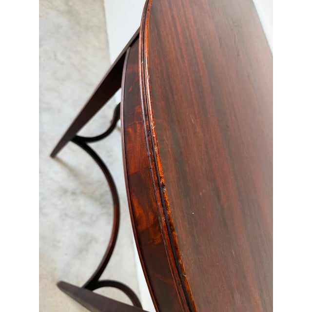 1900 - 1909 Antique George III Mahogany Demi-Lune Console Table With Drawer For Sale - Image 5 of 13