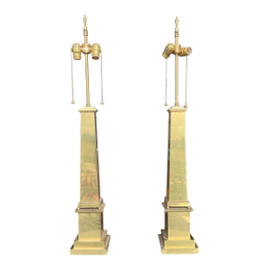 Pair of Brass Obelisk Table Lamps by Warren Kessler