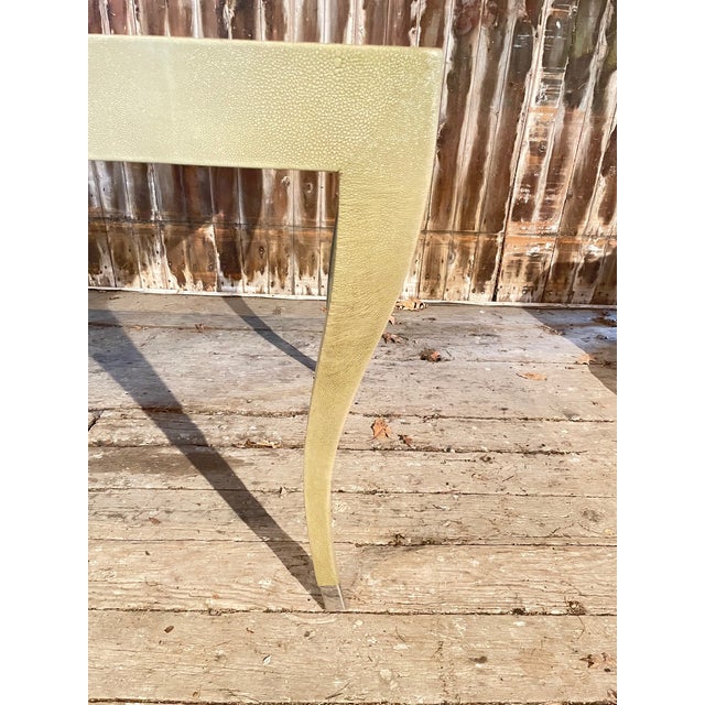 Writing Desk in Faux Shagreen With Walnut Writing Surface. For Sale - Image 17 of 17