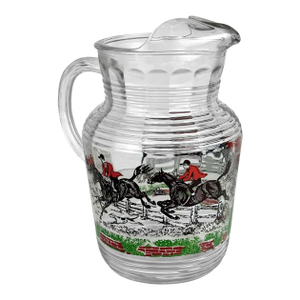 Vintage English Traditional Fox Hunt Equestrian Glass Lemonade Pitcher