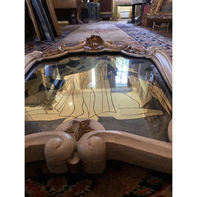 Early 20th Century Maison Jansen Verre églomisé French Style Mid Century Carved Gilt Mirror For Sale - Image 10 of 11