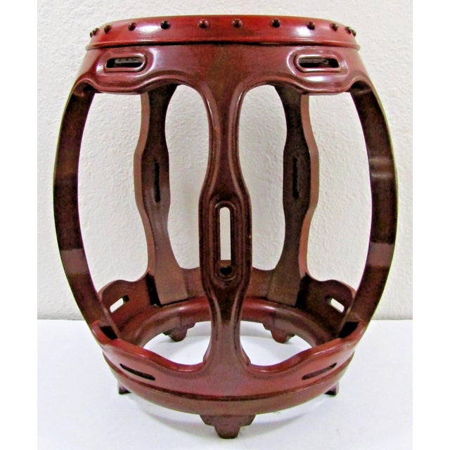 Hollywood Regency Vintage Rosewood Hollywood Regency Barrel Stool Drum Plant Stand For Sale - Image 3 of 12