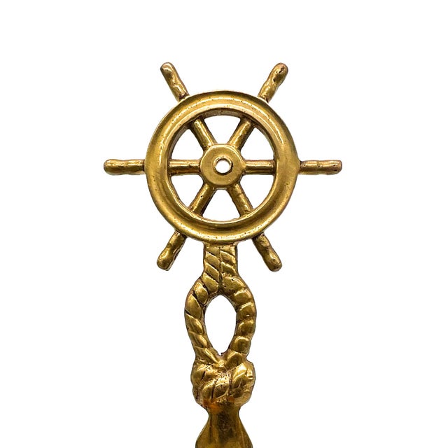 Brass Vintage Solid Brass Nautical Ship’s Wheel Letter Opener Desk Accessory - Nautical, Coastal, Traditional For Sale - Image 8 of 9
