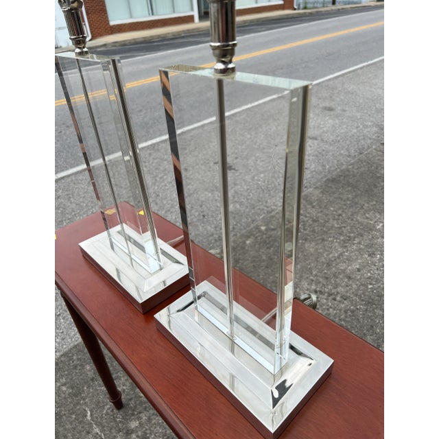 1980s Mid-Century Modern Glass Lamps - a Pair For Sale - Image 4 of 7