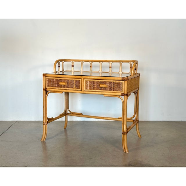 Mid-Century Modern Vintage Bamboo Desk, 1970s For Sale - Image 3 of 12