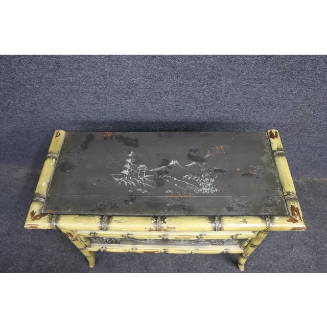 Mid-Century Chinoiserie Faux Bamboo Two-Drawer Console Chest For Sale - Image 12 of 12