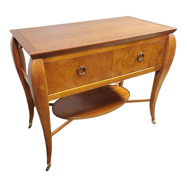 Late 20th C French Biedermeier Style Console Drinks Server Hickory White For Sale